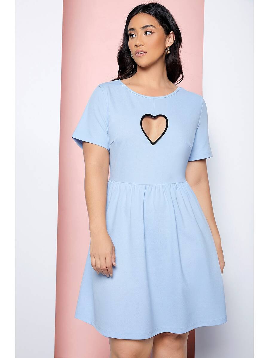 SHEIN Vestidos Tallas Grandes Cut-out Elegante - Celeste - Ver 1