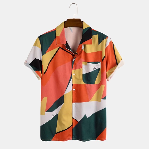 

Men Color Block Pocket Shirt, Multicolor
