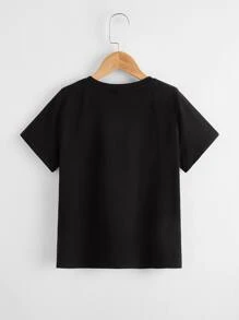 SHEIN Boys Letter & Lightning Print Tee - Black - View 2