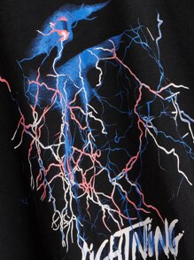 SHEIN Boys Letter & Lightning Print Tee - Black - View 4