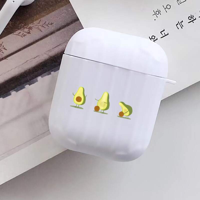 

Cartoon Avocado Airpods Case, White