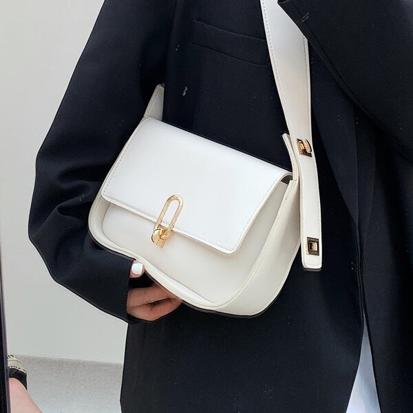 

Minimalist Flap Saddle Bag, White