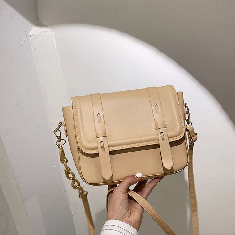 

Solid Flap Crossbody Bag, Yellow