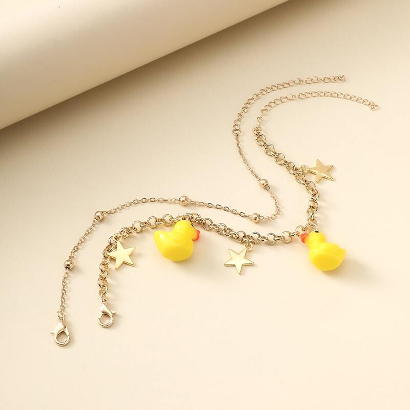 

2pcs Star & Duck Decor Bracelet, Gold