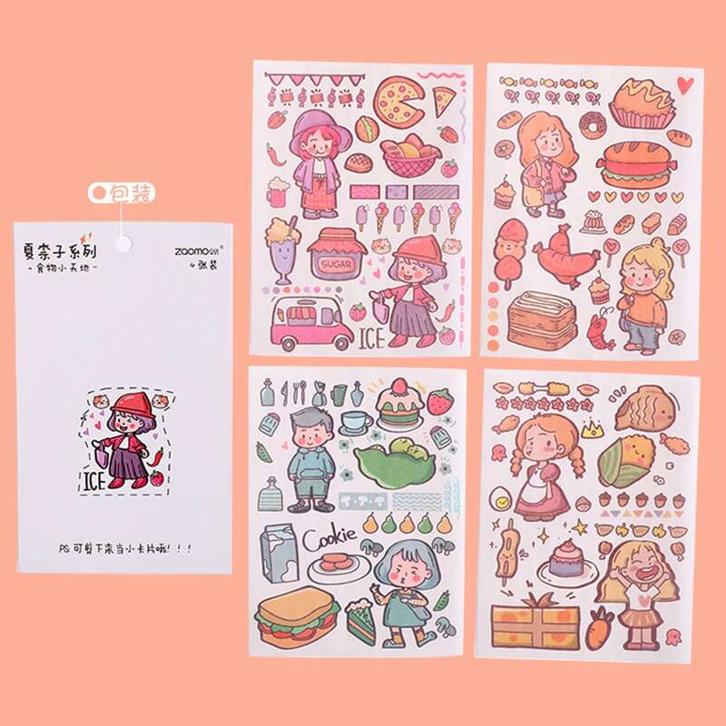 

4sheets Random Cartoon Sticker, Multicolor