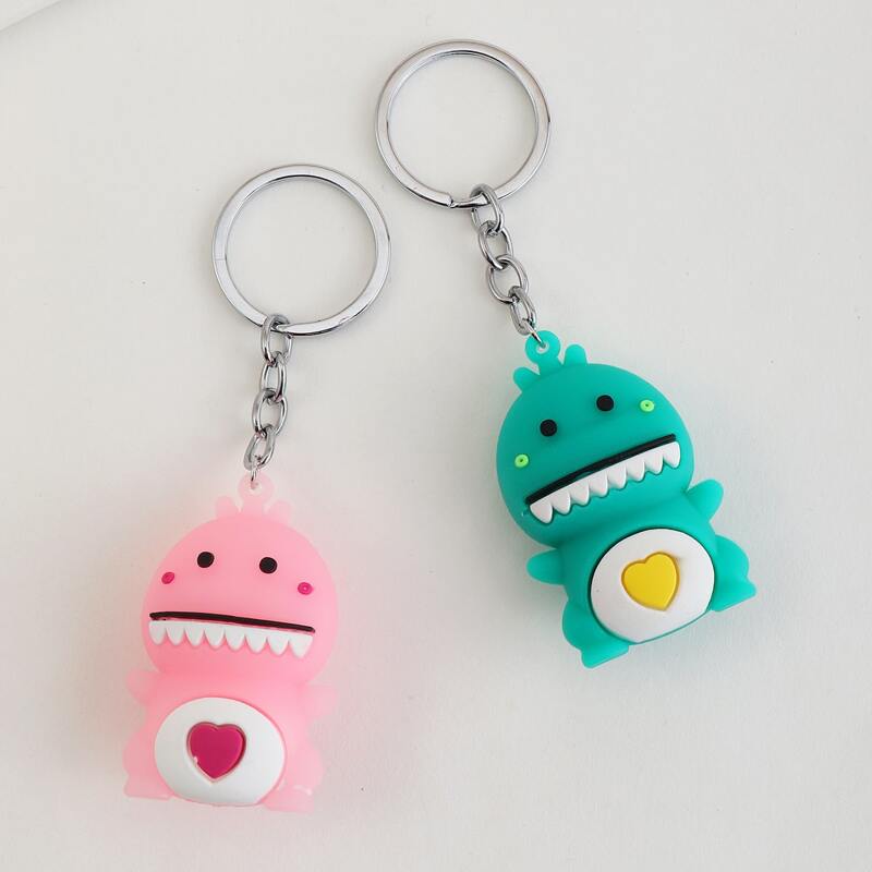 

2pcs Cartoon Dinosaur Keychain, Multicolor