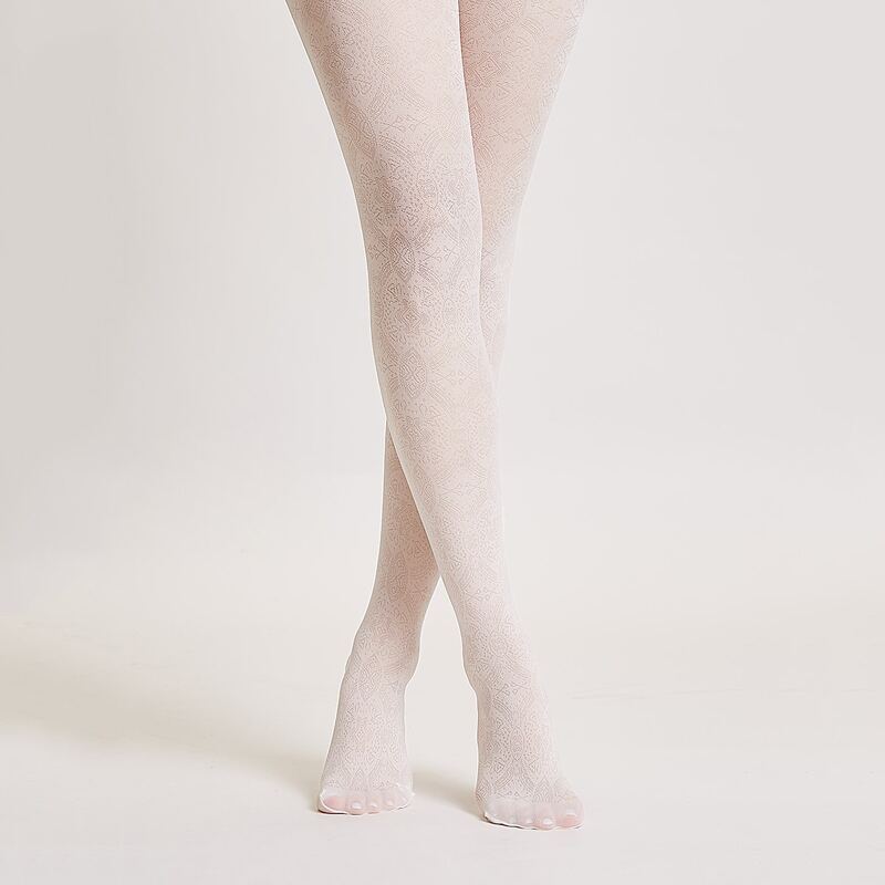 

Solid Mesh Tights, White