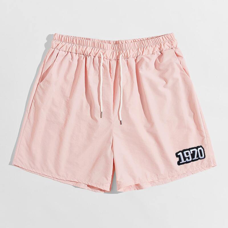 

Guys Digital Embroidery Drawstring Shorts, Baby pink