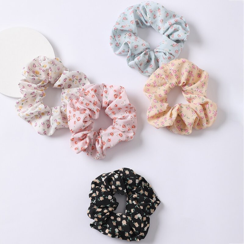 

5pcs Floral Print Scrunchie, Multicolor