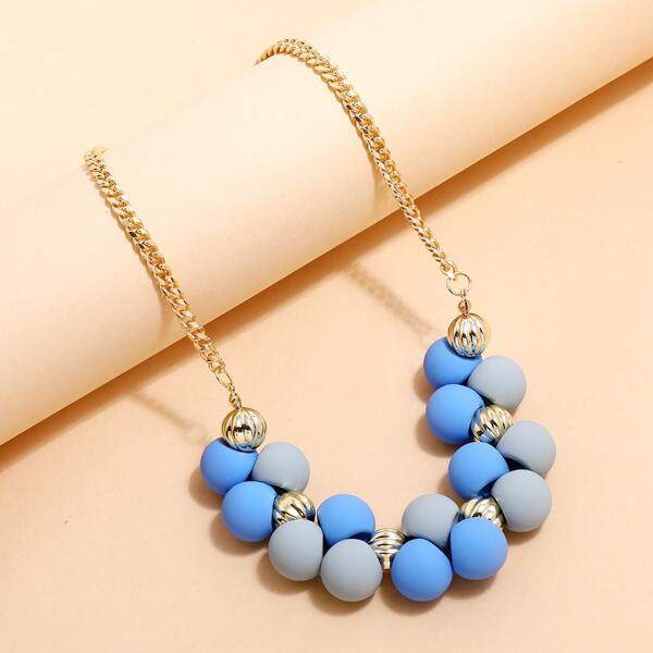 

Round Ball Charm Necklace, Blue