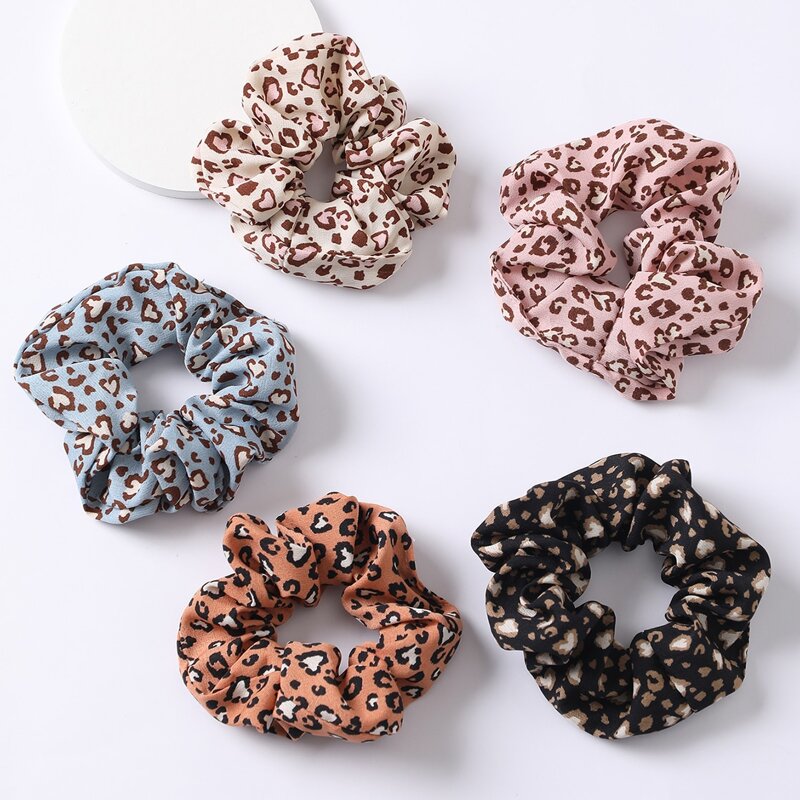 

5pcs Leopard Print Scrunchie, Multicolor