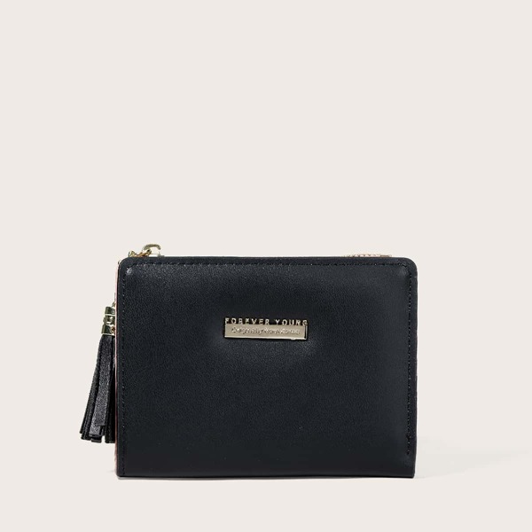 

Metal Decor Fold Over Purse, Black