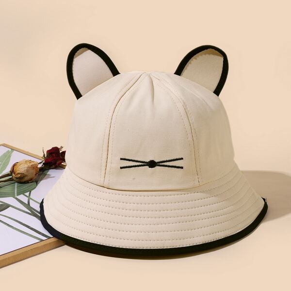 

Cartoon Ear Decor Bucket Hat, Beige