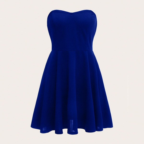 

Solid Tube Dress, Blue