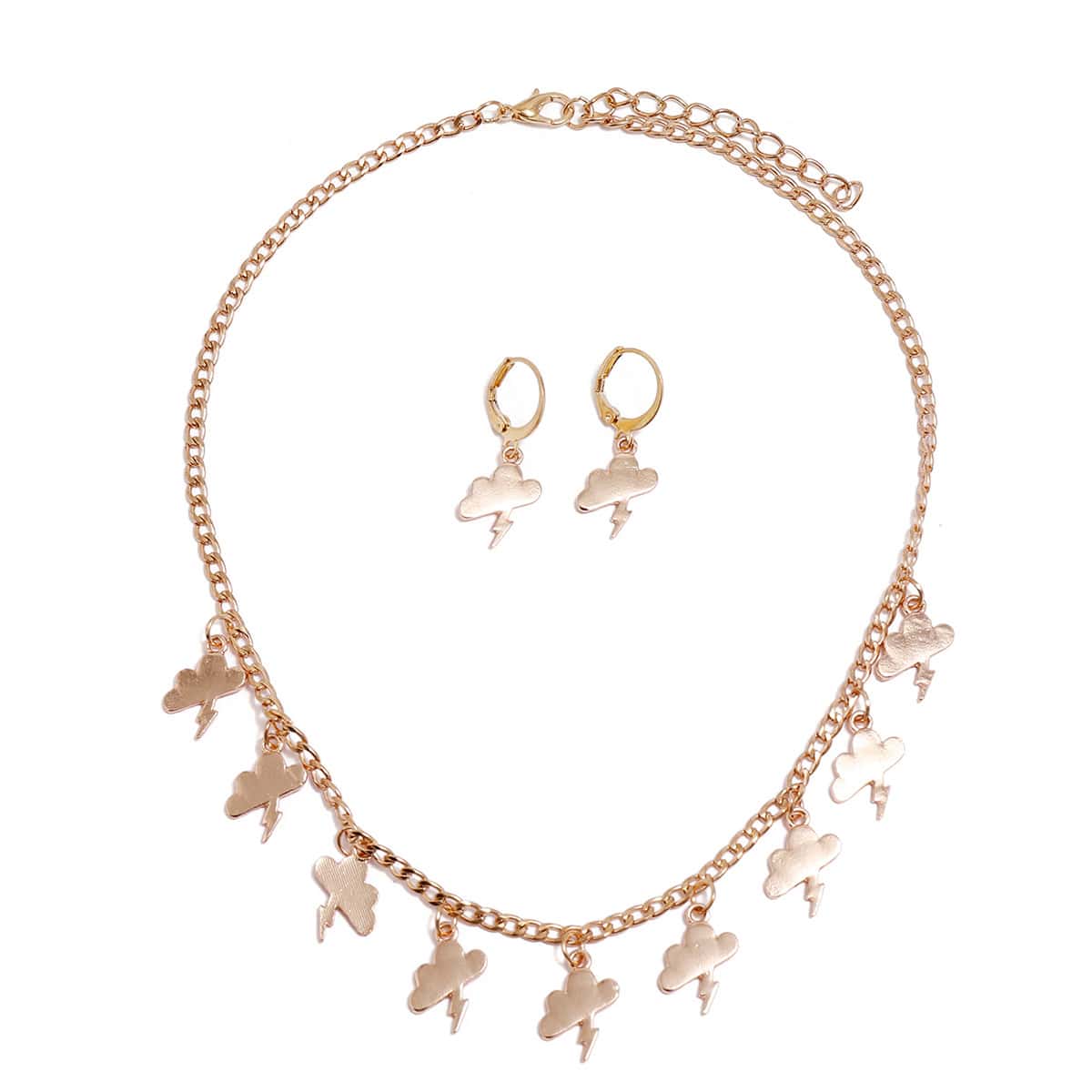 

1pc Cloud Decor Necklace & 1pair Earring, Gold