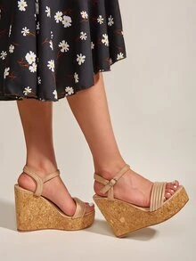 Sandalias cuña corcho - Albaricoque - Ver 2