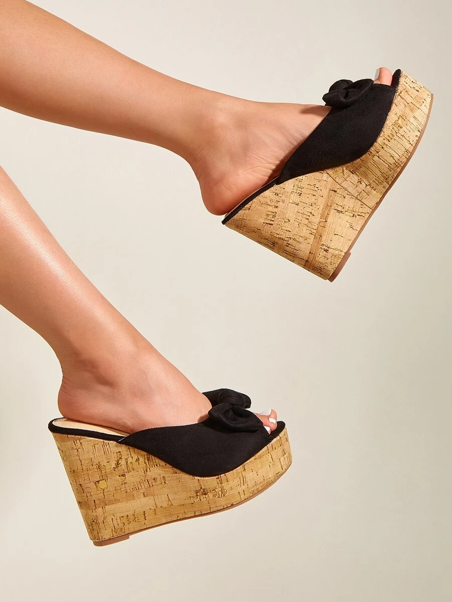Cuñas mules con lazo - Negro - Ver 1