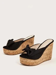 Cuñas mules con lazo - Negro - Ver 6