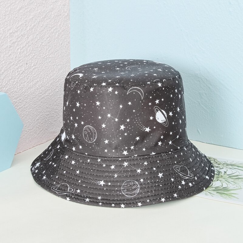 

Guys Star Print Reversible Bucket Hat, Black
