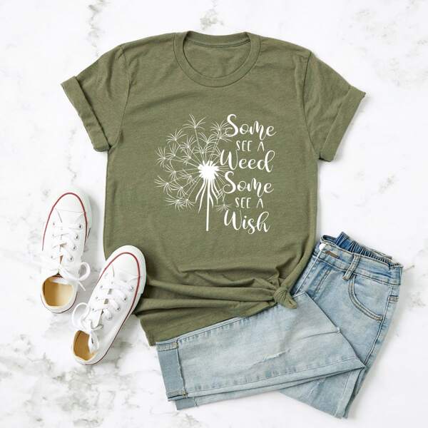 

Plus Slogan And Graphic Print Tee, Army green