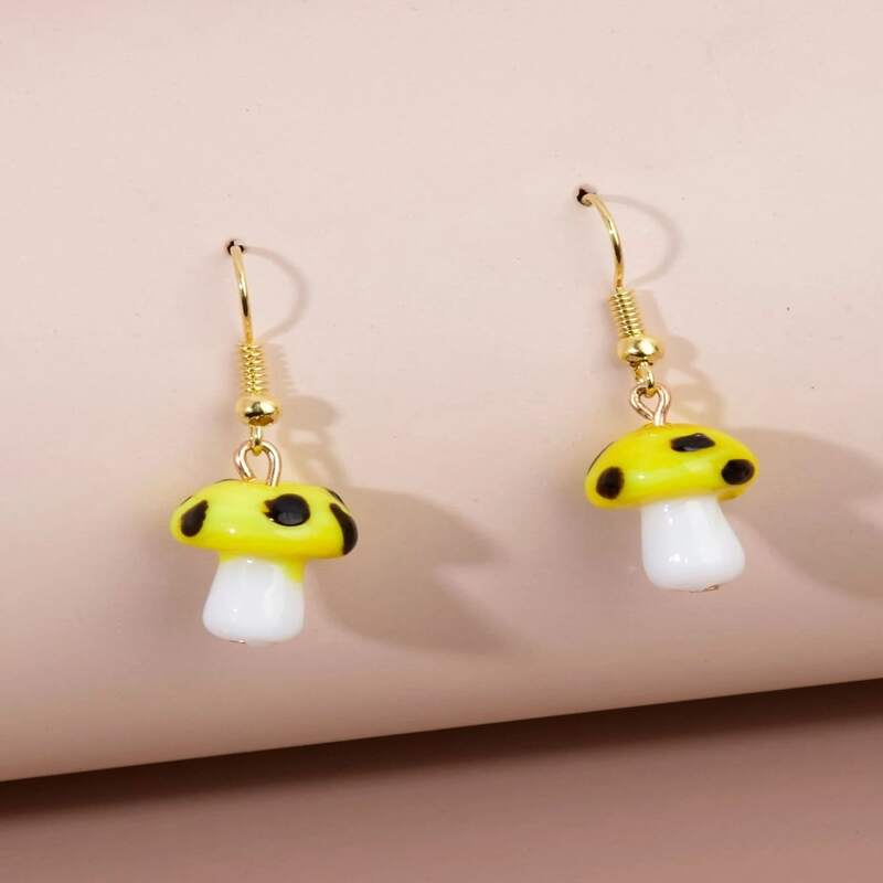 

Mushroom Drop Earrings, Yellow