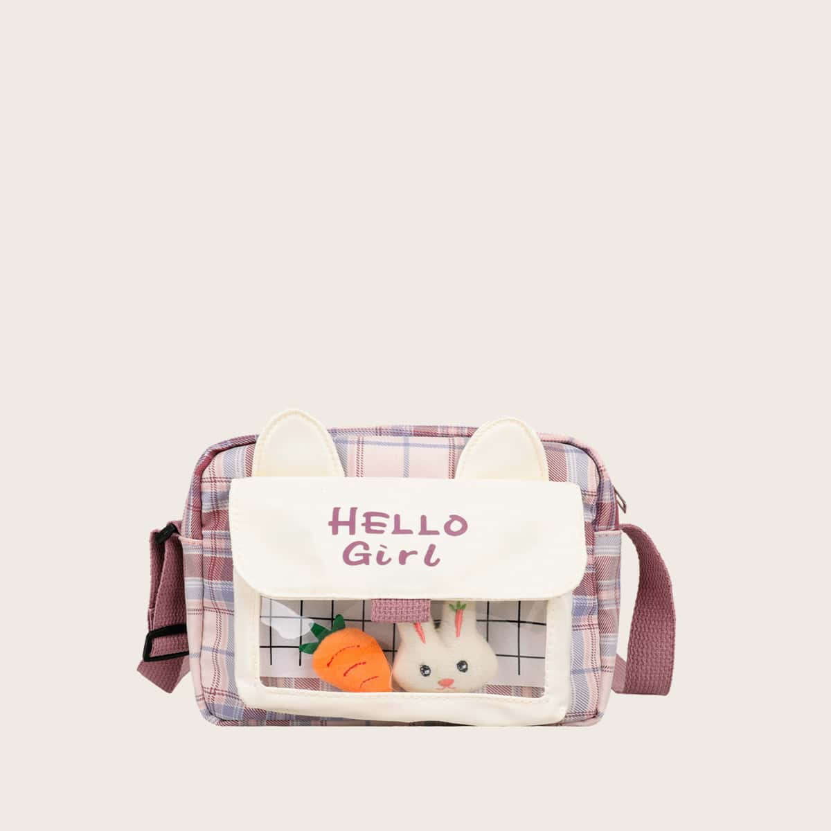 

Plaid Crossbody Bag, Pink