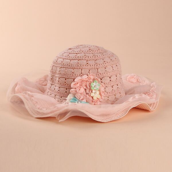 

Toddler Girls Mesh Decor Hat, Pink