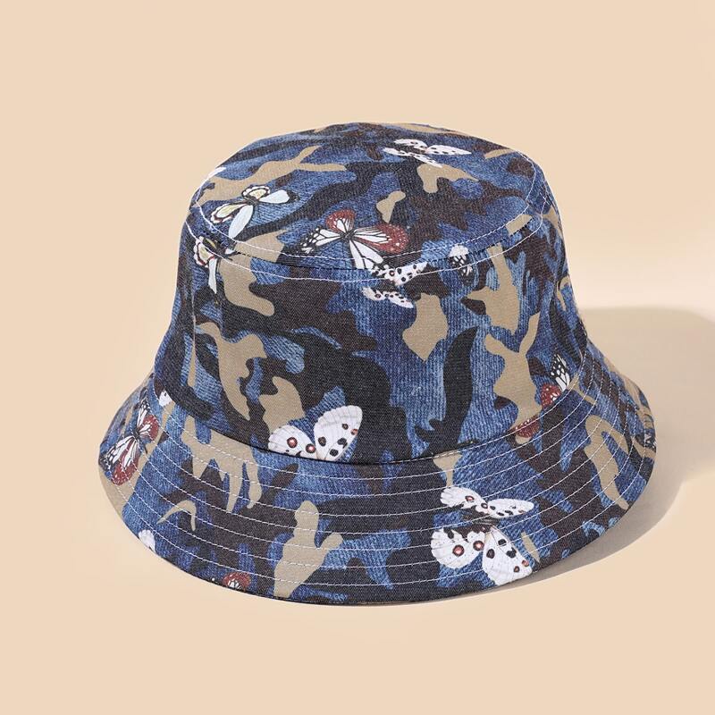 

Butterfly Camo Pattern Bucket Hat, Multicolor