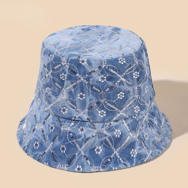 

Sequin Decor Bucket Hat, Blue