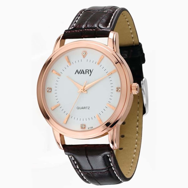 

Men Rhinestone Decor Round Pointer Quartz Watch