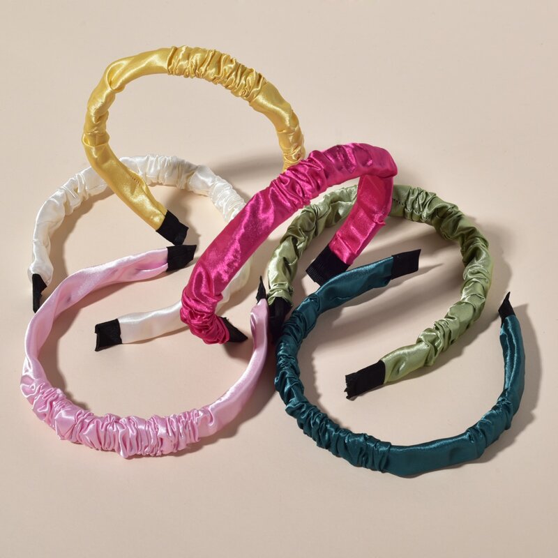 

6pcs Solid Ruched Headband, Multicolor