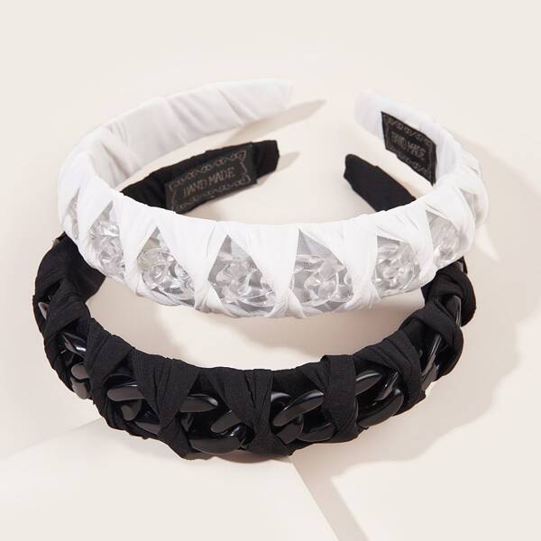 

2pcs Chain Decor Headband, Black and white