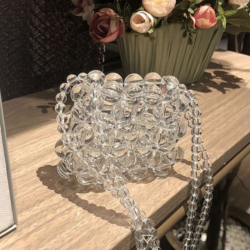 

Clear Beaded Mini Crossbody Bag