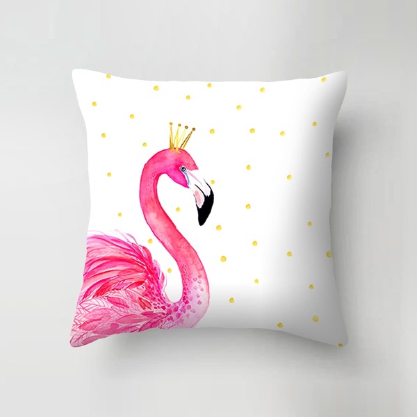 

Flamingo Print Cushion Cover Without Filler, Multicolor