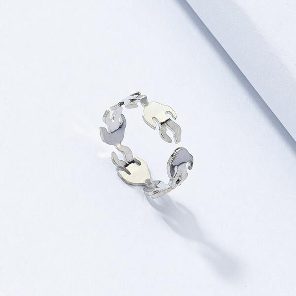 

Flame Design Cuff Ring, Silver