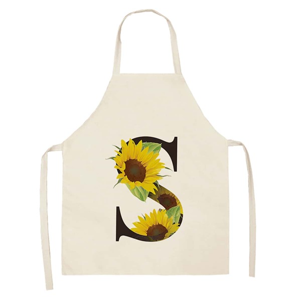 

Letter & Flower Print Apron, Multicolor