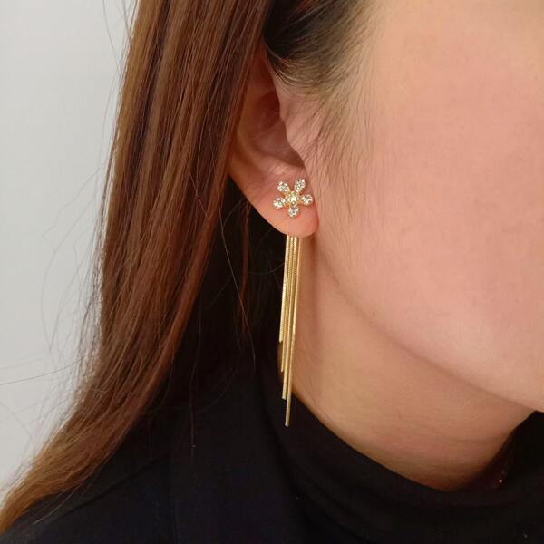 

Flower Decor Earring Jackets, Gold