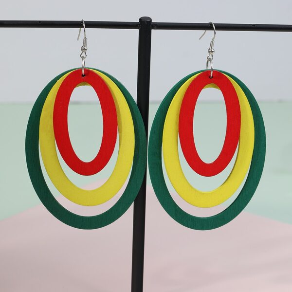 

Wooden Oval Earrings, Multicolor