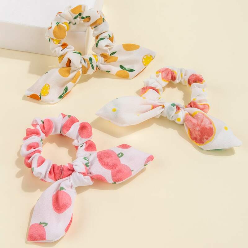 

3pcs Fruit Print Hair Tie, Multicolor