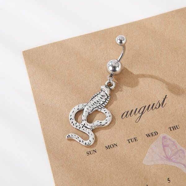 

Snake Pendant Belly Ring, Silver