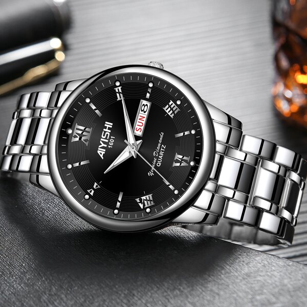 

Men Round Pointer Calender Quartz Watch