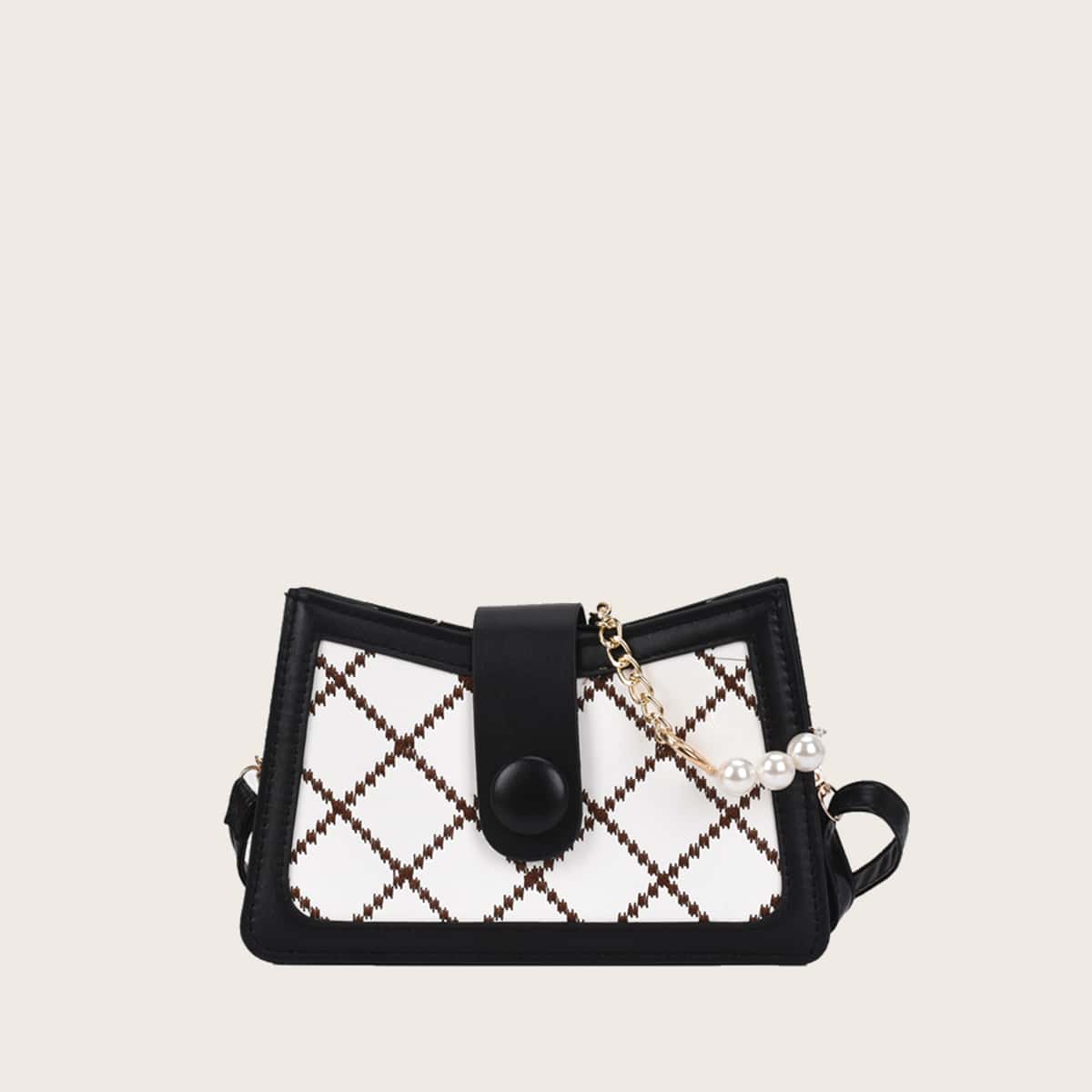 

Argyle Crossbody Bag, Black and white