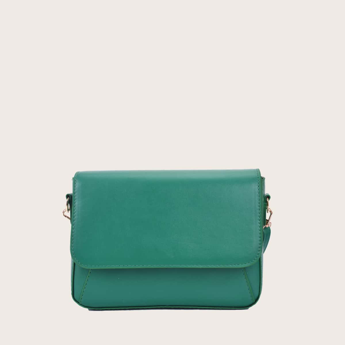 

Solid Flap Crossbody Bag, Green