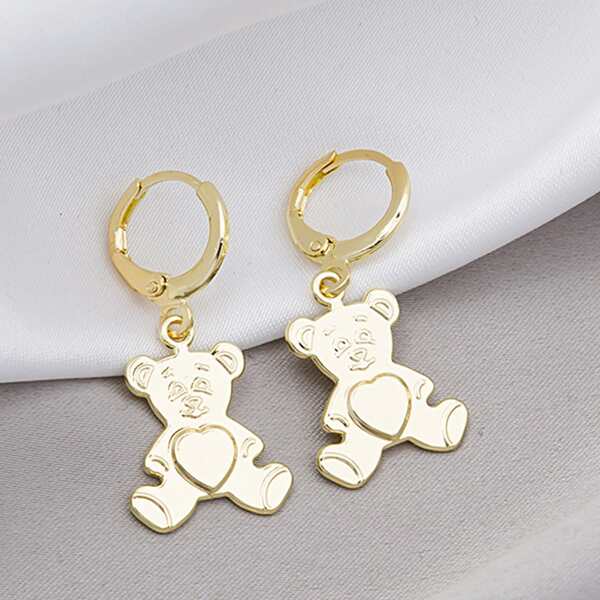 

Animal Decor Drop Earrings, Gold