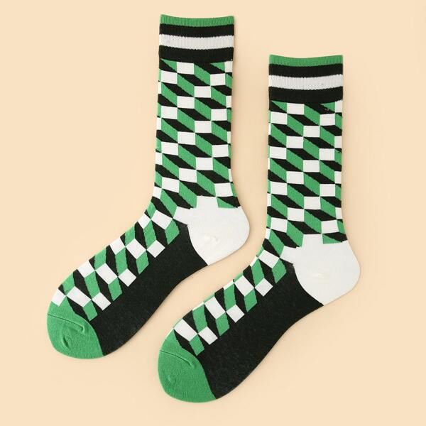 

Men Geometric Pattern Socks, Multicolor