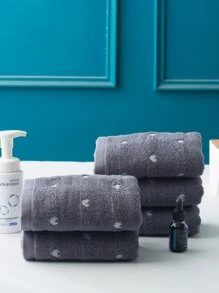 1 khăn mặt họa tiết trái tim, khăn tắm dày tối giản màu xám đậm cho cặp đôi, khăn tắm gia đình cho người lớn trang trí phòng tắm tại nhà trở lại trường cho tiệm làm đẹp phòng tắm tại nhà - Màu xám đen - Xem 1