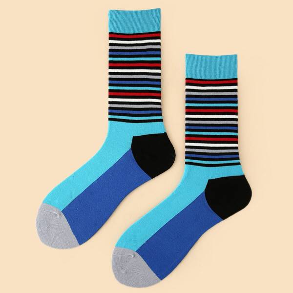 

Men Striped Pattern Socks, Multicolor