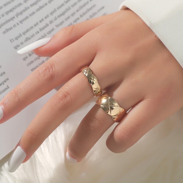 

2pcs Simple Ring, Gold