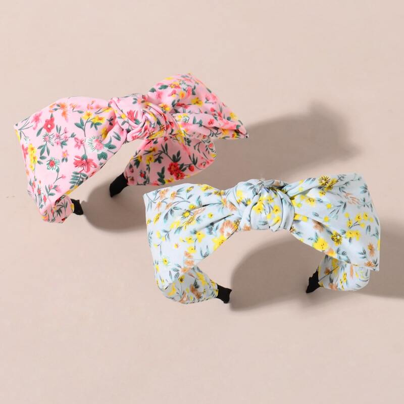 

2pcs Ditsy Floral Bow Headband, Multicolor
