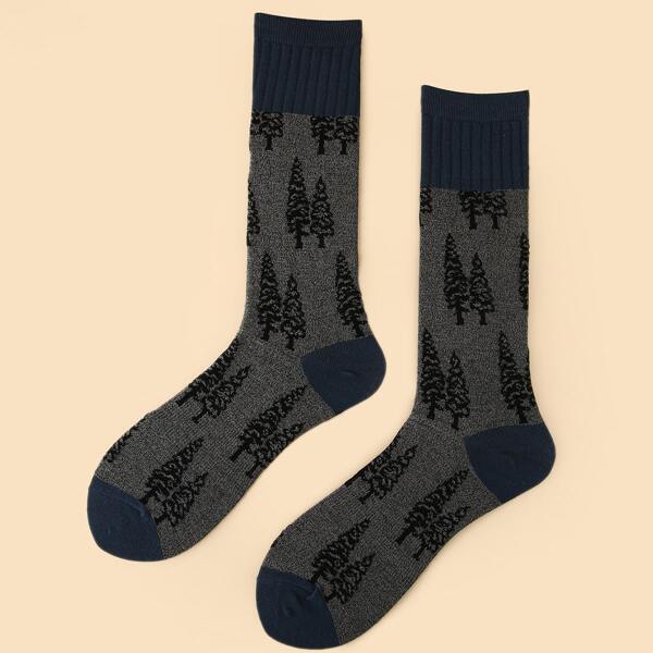

Men Tree Print Crew Socks, Multicolor